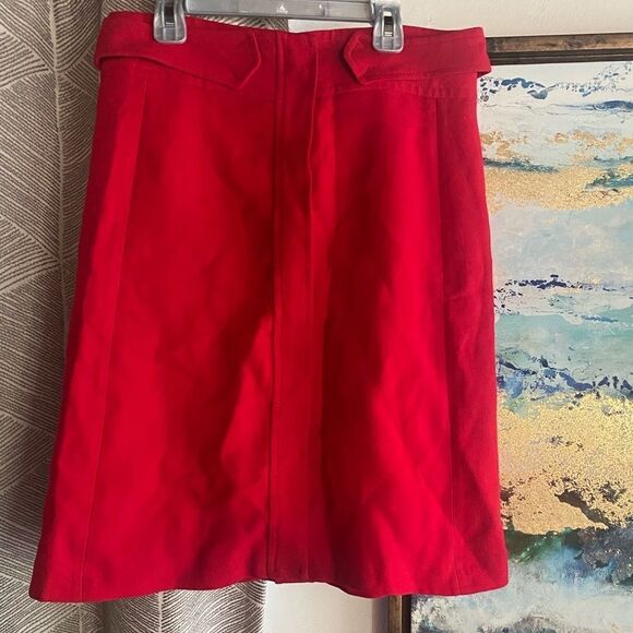 ZARA red skirt size large 50% wool 50% viscose - Picture 1 of 16